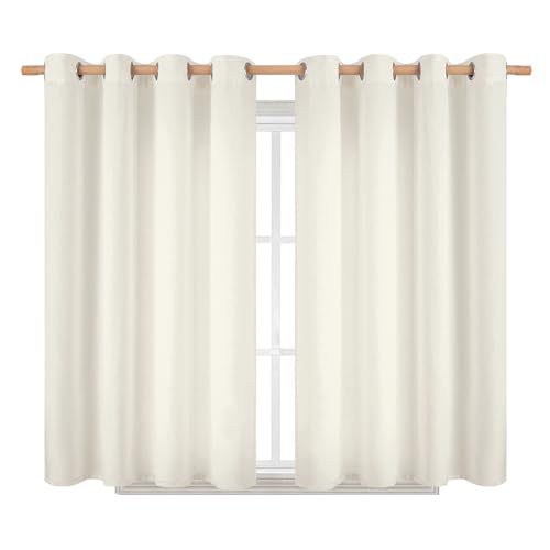 BGment Short Ivory Curtains for Bedroom, 45 Inches Long 2 Panels | Faux linen Burlap Texture,Living Room,Farmhouse,Light Filtering Semi Sheer Privacy,Window Drapes,52 x 45 Inch - color: Ivory, size: 52"W x 45"L (Pack of 2)