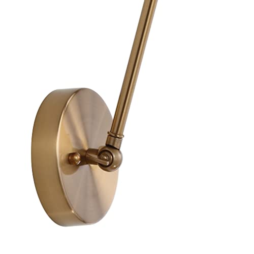JONATHAN Y Rover 1-Light Wall Sconce 7", Brass Gold, Set of 2 | Adjustable Arm, Hardwired Bedside Reading Swing Arm, Farmhouse Cone Shade, Metal Hardwired Indoor Fixture, LED Bulbs Included - color: Brass Gold, size: Set of 2