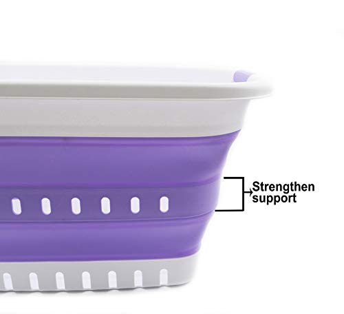SAMMART 37L (9.77 gallon) Collapsible Plastic Laundry Basket - Foldable Pop Up Storage Container/Organizer - Space Saving Hamper/Basket (1, White/Lt. Purple) - color: White/Lt. Purple