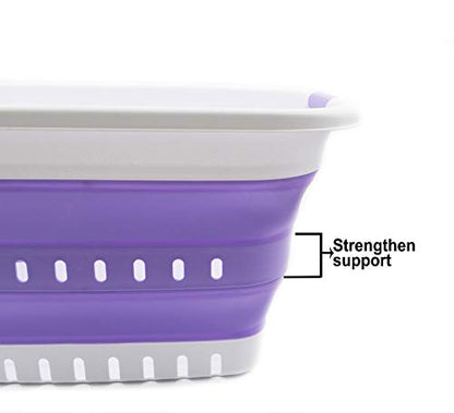 SAMMART 37L (9.77 gallon) Collapsible Plastic Laundry Basket - Foldable Pop Up Storage Container/Organizer - Space Saving Hamper/Basket (1, White/Lt. Purple) - color: White/Lt. Purple