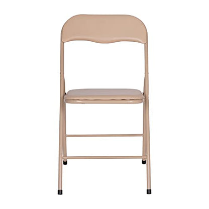 EMMA + OLIVER Tan Square Folding Card Table and Chairs Set for 4 Players | Lightweight, Easy Storage, Padded Top - color: Tan