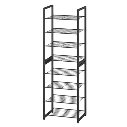 Stackable Shoe Rack, 8-Tier Metal Organizer Holds up to 16 Pairs, Tall Narrow Shoe Storage for Small Space Closet Hallway, Black - size: 8 Tier