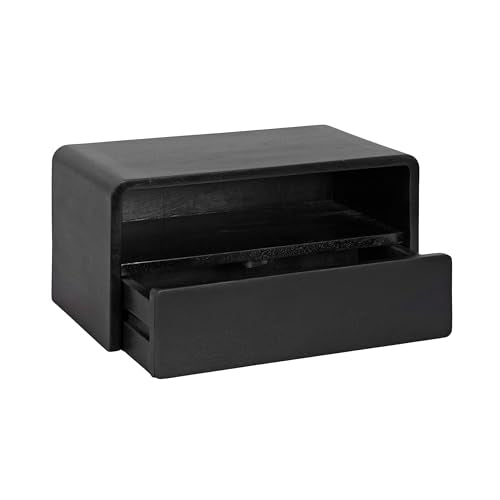 Kate and Laurel Kato Modern Wood Floating Side Table with Drawer, 18 x 10 x 9, Black, Contemporary Wooden Floating Nightstand for Bedroom Bedside Table - color: Black