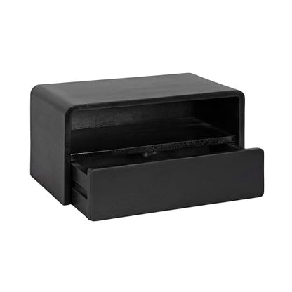 Kate and Laurel Kato Modern Wood Floating Side Table with Drawer, 18 x 10 x 9, Black, Contemporary Wooden Floating Nightstand for Bedroom Bedside Table - color: Black