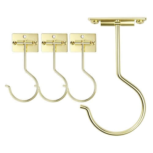 4Pcs Gold Self-Adhesive Banana Hook, Grape Hook, Kitchen Fruit Hooks, Banana Hanger, Keep Bananas Fresh Under The Cabinet, with Magnetic Absorption Storage Perfect Design - color: Gold, size: 4 Pieces