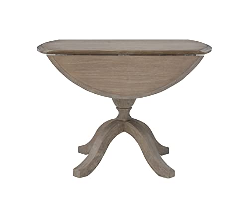 Linon Home Decor Mauro Antique Rustic Brown Drop Leaf Small Dining Table with Pedestal Base - color: Antique Rustic Brown