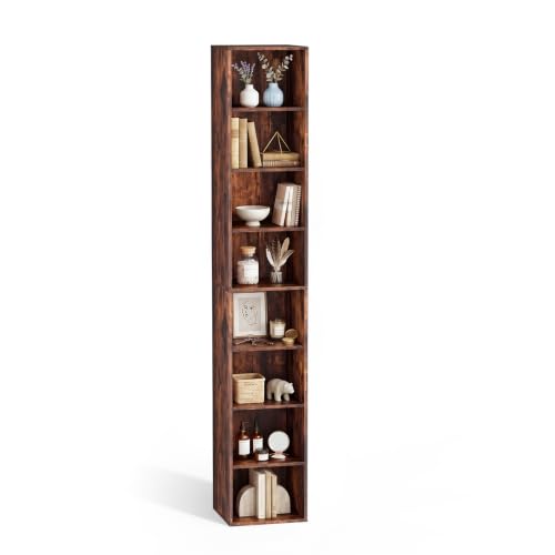 8 Cube Retro Brown Book Shelf, Tall Bookcase for Bedroom Home Office - color: Retro Brown, size: 8 Cube