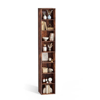 8 Cube Retro Brown Book Shelf, Tall Bookcase for Bedroom Home Office - color: Retro Brown, size: 8 Cube
