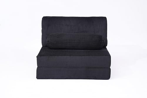 49" Foldable Modular Studio Couch, Space Saver Bed with High Density Foam, Sofa Individual with Creative Shape for Apartment Leisure Scenes, Black - color: Black
