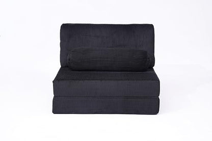 49" Foldable Modular Studio Couch, Space Saver Bed with High Density Foam, Sofa Individual with Creative Shape for Apartment Leisure Scenes, Black - color: Black