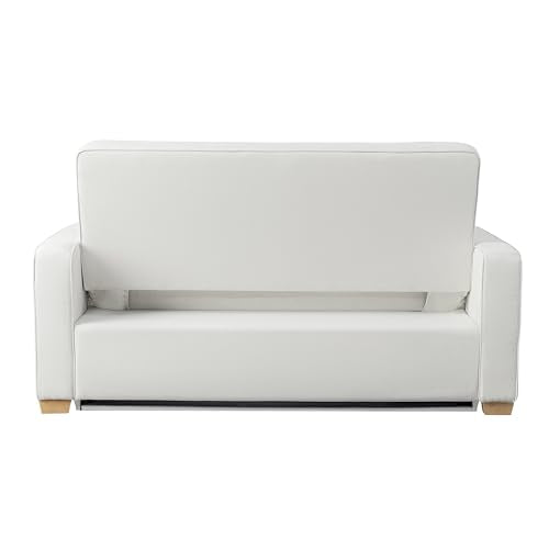 Serta® Ainsley Convertible Loveseat Sleeper Sofa – 3-in-1 Loveseat, Lounger & Queen-Size Sofa Bed, Pull-Out Sleeper Couch with DreamCoils®, Easy Assembly, Oyster Fabric - color: Oyster, size: Queen Sofa