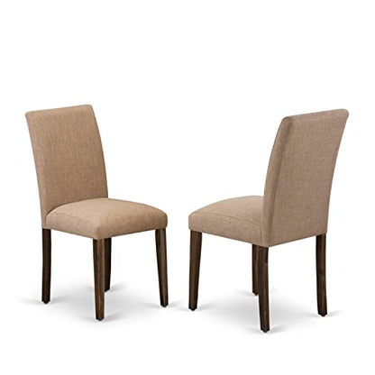East West Furniture ABP7T47 Abbott Parson Kitchen Chairs - Light Sable Linen Fabric Padded Dining Chairs, Set of 2, Jacobean - color: Abp7t47
