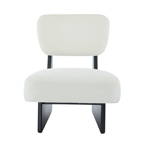 Christopher Knight Home Mores Low Profile Accent Chair Set of 2, Modern Living Room Armless Lounge Chair, Fabric Comfy Reading Chair for Bedroom, Wooden Frame and Thick Padded Seat, Black+White - color: Black+white N