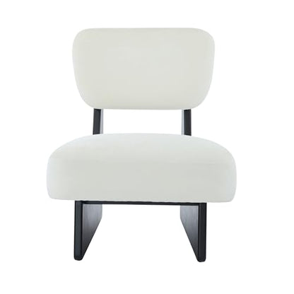 Christopher Knight Home Mores Low Profile Accent Chair Set of 2, Modern Living Room Armless Lounge Chair, Fabric Comfy Reading Chair for Bedroom, Wooden Frame and Thick Padded Seat, Black+White - color: Black+white N
