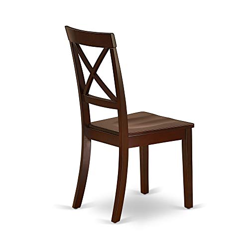 East West Furniture DLBO5-MAH-W 5 Piece Dining Room Table Set Includes a Round Dining Table with Dropleaf and 4 Wood Seat Chairs, 42x42 Inch, Mahogany - color: Mahogany, size: Table + 4 Chairs