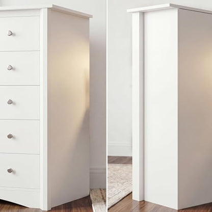 Furmax Tall Dresser for Bedroom, 5 Drawer Dresser, Chest of Drawers, Organizer Drawers, for Hallway Entryway (White) - color: White