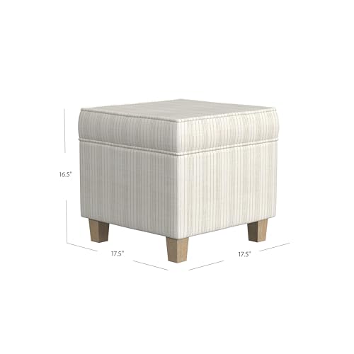 HomePop 18" Classic Square Storage Ottoman - Marigold Pinstripe Cream - color: Marigold Pinstripe Cream Fabric