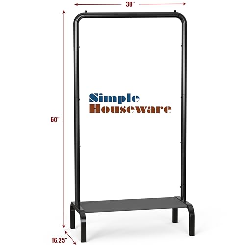 Simple Houseware 30" W Narrow Freestanding Garment Rack with Shelves, Black | With Storage Shelf – Slim & Space-Saving Closet Organizer