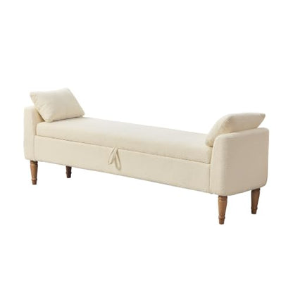 Chifee & Vingol 66" W Storage Benches End of Bed Bench with Pillow,Beige - color: 66"-beige