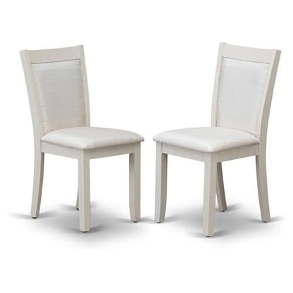 East West Furniture MZC0T01 Monza Parson Dining Chairs - Cream Linen Fabric Upholstered Chairs, Set of 2, Wirebrushed Linen White - color: Mzc0t01