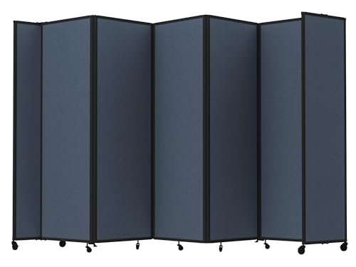 Versare Room Divider 360 Portable Wall Partition | Folding Panels | Large Freestanding Divider | Locking Wheels | Temporary Room Separator | 14' x 7'6'', Ocean - color: Ocean, size: 14' Wide x 7'6'' Tall