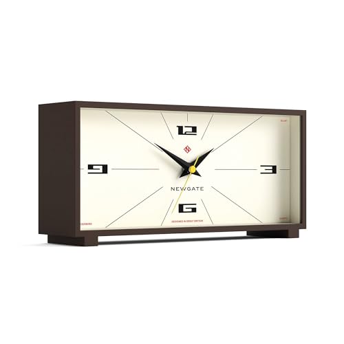 NEWGATE® Thunderbird Desk Clock | Retro Contemporary Rectangular Design | Mocha Brown | Modern mid-Century Style for Desk, Mantel, Table top or Shelf - color: Mocha Brown