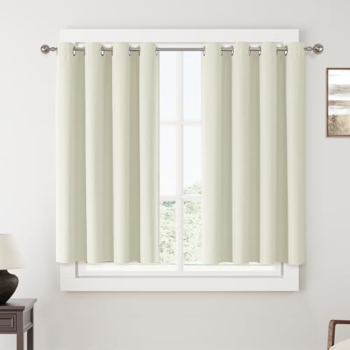 ChrisDowa Ivory Blackout Curtains 45 Inches Long 2 Panels for Bedroom | Room Darkening,Light Blocking,Thermal Insulated,Faux Linen,Farmhouse,Grommet,Window Treatment,Drapes,Living Room,52x45 - color: Ivory, size: 52"W x 45"L (Pack of 2)