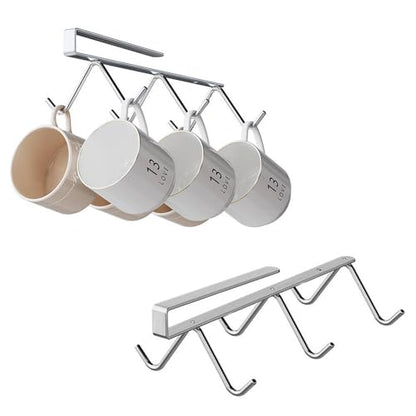 Stainless Steel Cabinet Hook Mug Holder Hanging Coffee Cup Rack for Kitchen Under Cabinets Hangers Organizer Utensil (Large 2 Pack) - size: Large 2 Pack