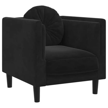 Velvet Sofa Chair with Removable Cushion, Black Velvet Upholstery, Solid Wood Frame, Single Seating Accent Chair for Living Room - color: Black, size: 1 & Sofa
