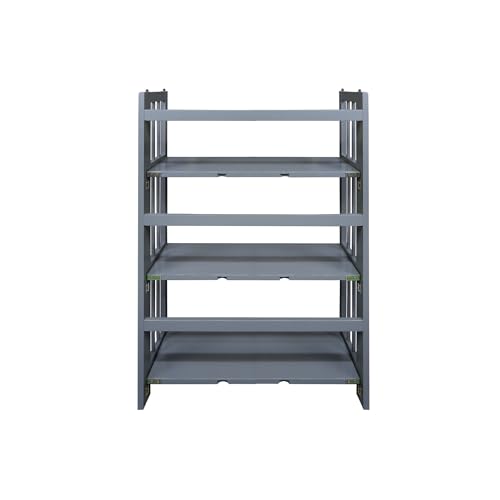 Casual Home 3-Shelf Folding Stackable Bookcase (27.5" Wide)-Slate Gray - color: Slate Gray, size: 3-Shelf Stackable