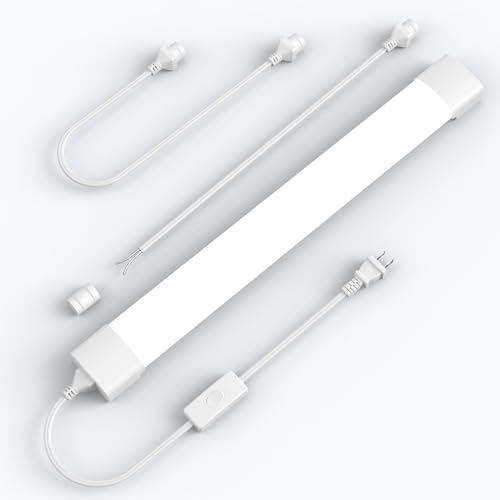 Under Cabinet Lighting 1.4FT LED Light Bar 5000K | 16W 1800LM Linkable Plug in Ceiling Light for Room Office Garage Shop Bathroom Workbench, IP66 Waterproof - color: White, size: 1.4FT-1PCS/with plug