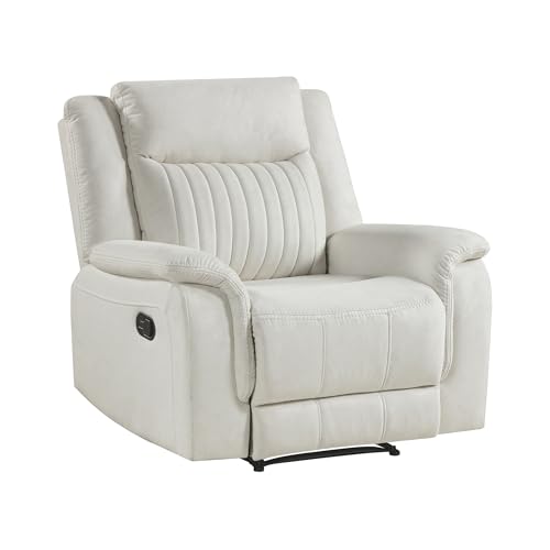 Lexicon Polished Microfiber Wall Hugger Manual Reclining Chair, Beige | 39.5"W Manual Recliner, Home Theater Seating for Living Room/Office/Apartment, Tool Free Assembly - color: Beige, size: Recliner