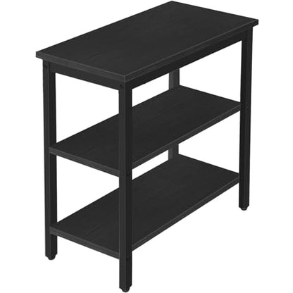 HOOBRO End Table, Simple Rustic Side Table with 3-Tier Storage Shelf, Narrow Nightstand for Small Spaces, Easy Assembly, for Living Room, Bedroom, Metal, Industrial Design, Black BB14BZ01 - color: Black
