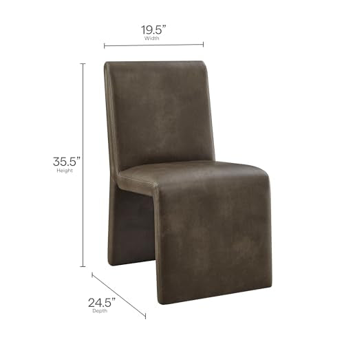 Modway Emory Faux Leather Dining Side Chair in Mushroom - Single Armless Slipper Chair - Padded Vegan Leather Accent for Dining Room, Kitchen - color: Mushroom