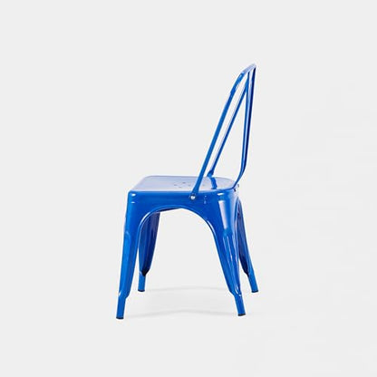AC Pacific 18 Inch Seat Height Industrial Metal Dining Chairs, Stackable Kitchen or Bar Seat, Durable Modern Design, Versatile Accent Furniture, Set of 2, Blue - color: Blue, size: Set of 2