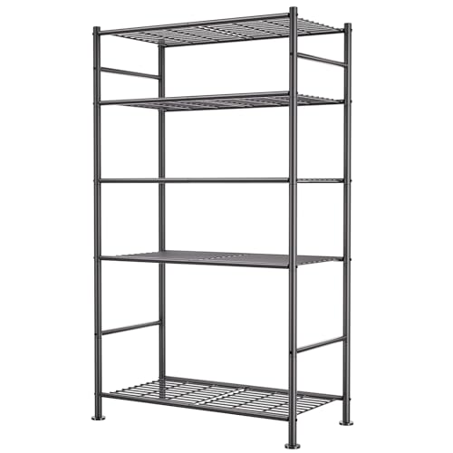 BolDuck 5 Tier Shelf Organizer Rack, Metal Shelving Unit with Adjustable Leveling Feet, Space-Saving Storage Shelves for Garage Closet Laundry Bathroom Kitchen Pantry, 33.07”Wx12.6”Dx72.04”H,Black - size: 5 Tier Shelf