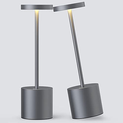 2Pack Cordless Table Lamp, Rechargeable LED Battery 5000mAh Metal USB Portable Powered Desk Lamp, 3 Levels Brightness Light for Restaurants Outdoor (2pack 10.25in Grey) | Battery 5000mAh Metal USB Portable Powered Desk Lamp, 3 Levels Brightness Light for
