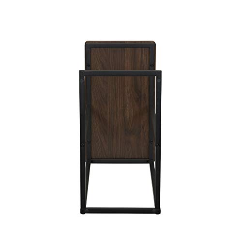 Household Essentials Jamestown C-Shaped for Accessiblity Side End Table Mid Century Walnut Wood Grain and Black Metal - color: Walnut