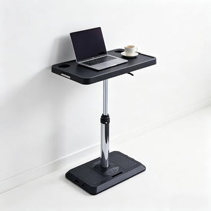 Portable Car Laptop Desk, Pneumatic Height & Angle Adjustable Vehicle Table Tray, 360 Degree Rotatable Travel Desk for Front Rear Passenger Seat, Ideal for Work, Dining, Camping and Home Use