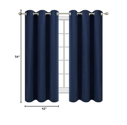 Diraysid Navy Blue Grommet Blackout Curtains for Bedroom Thermal Insulated Room Darkening Curtains Drapes, 42 x 54 inch, 2 Panels - color: Navy Blue, size: 42"W x 54"L (Pack of 2)