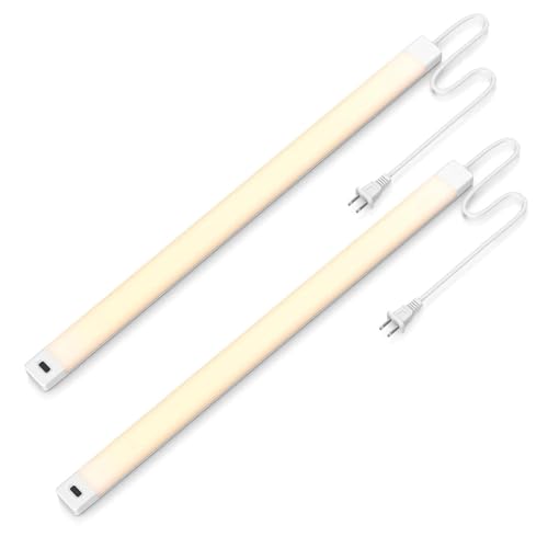 2Pcs 16 Inch Under Cabinet Lights with Hand Wave, Under Counter Lighting 3000K Warm White,Dimmable,Plug and Play,LED Lights for Kitchen Cabinet, Cupboard, Closet, Desk - color: 3000K-Warm White, size: 16inch-2Pack