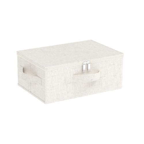 Underbed Storage Baskets with Lids,14.9x10.2x5.9in,Beige,1 Pack | Storage Boxes with Soft Cloth Handles,Thick PP Sheet Wardrobe Containers,Washable Drawer Organizer,Under Bed Bins for closet - color: Beige, size: 14.9x10.2x5.9 in(1 Pack)