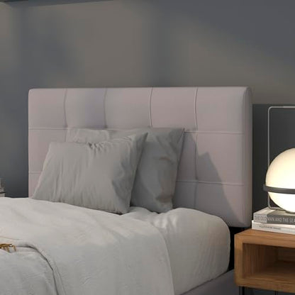 Quilted Tufted Twin Size Headboard in Light Gray Fabric - color: Light Gray, size: Twin