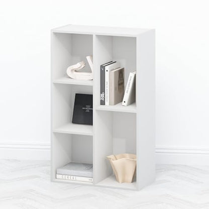 Furinno TOMI TV Stand, 5-Cube Entertainment Center with Open Shelf, Reversible TV Console, for Living Room, Bedroom, Home Office, White - color: White, size: 5-Cube, Wooden Frame