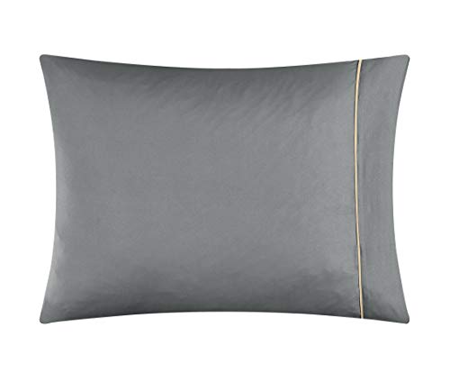 Idea Nuova Casa 7-Piece Solid Reversible Comforter Set with Bonus Sheets, Dark Gray, Queen, 86"x86" - color: Dark Gray, size: Queen
