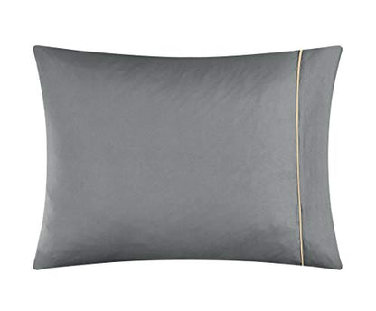 Idea Nuova Casa 7-Piece Solid Reversible Comforter Set with Bonus Sheets, Dark Gray, Queen, 86"x86" - color: Dark Gray, size: Queen