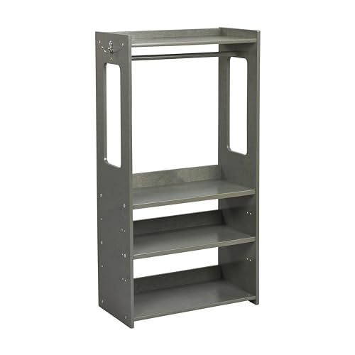 ECR4Kids TrendiTot Clothing Rack with Adjustable Shelves, Kids Wardrobe, Grey Wash - color: Grey Wash