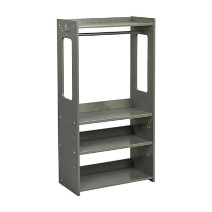 ECR4Kids TrendiTot Clothing Rack with Adjustable Shelves, Kids Wardrobe, Grey Wash - color: Grey Wash