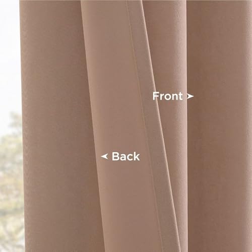Joydeco Velvet Curtains Rose Beige Blackout Curtains Thermal Insulated 72 inches Long Window Curtains Super Soft Room Darkening Drapes for Bedroom Living Room Elegant Rod Pocket 2 Panels Rose Beige - color: Rod Pocket | Rose Beige, size: 52"W x 72"L (Pack