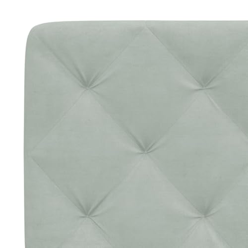 Wall Mounted Headboard Cushion, 61 Inch Velvet Upholstered Bed Backrest with Geometric Pattern, Soft Grey Reading Pillow for Bedroom Decor, Easy Assembly - size: 59.8 in